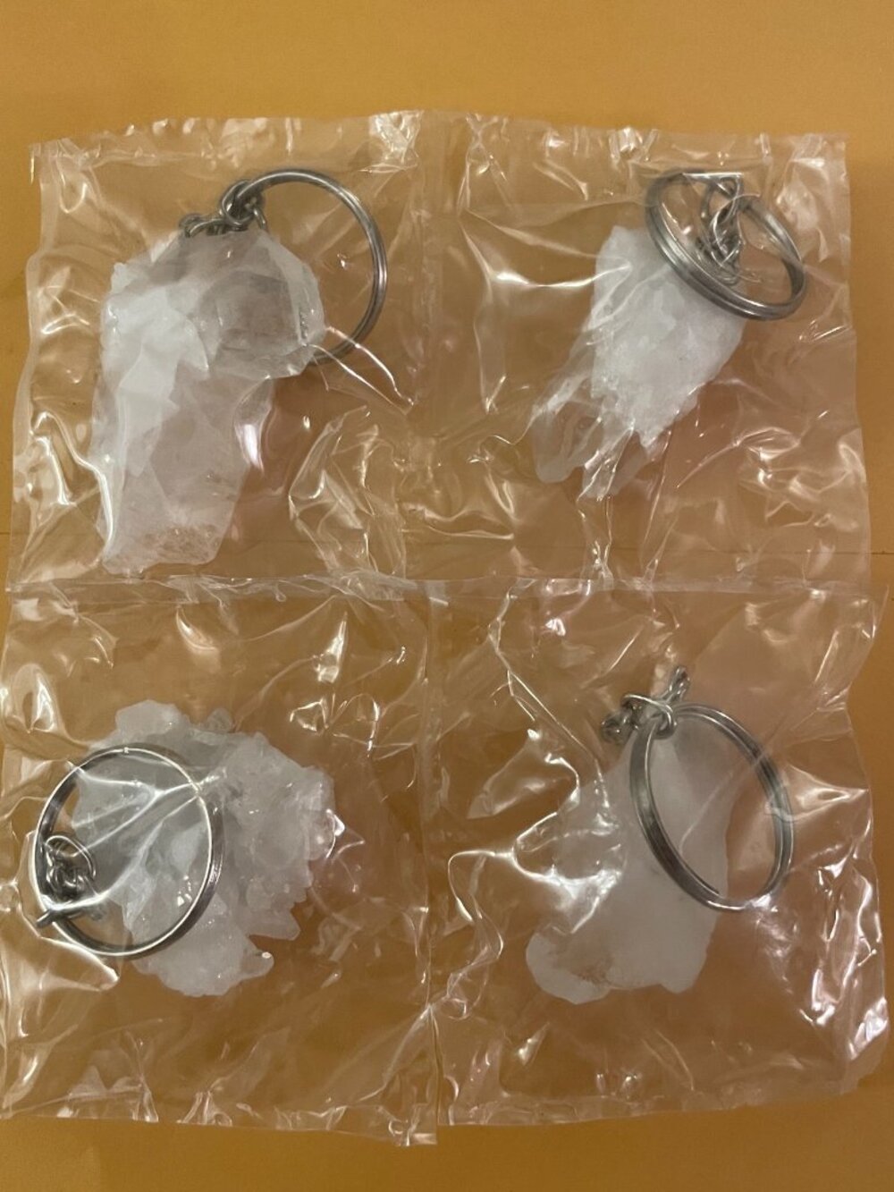 NEW Crystal Bundle 4 Keychains Clear Quartz Unique Boho Hippie Festival DEAL!
